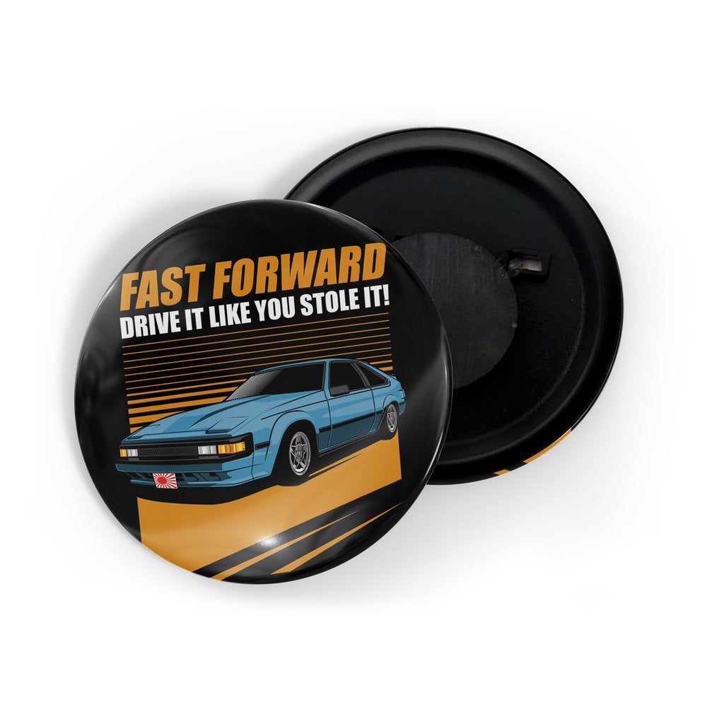 dhcrafts Fridge Magnet Black Classic legend Vitnage Car Automobile D17 Glossy Finish Design Pack of 1 (58mm)